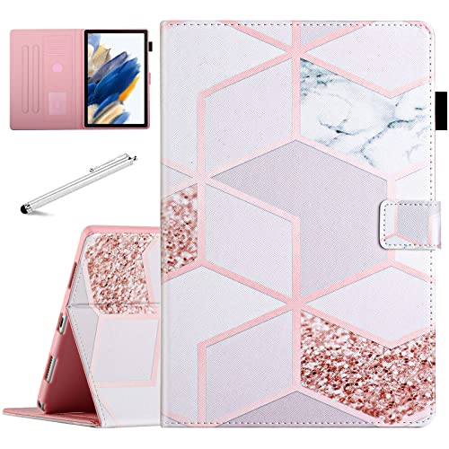 Fancity für Samsung Galaxy Tab A8 10.5 Inch 2022 Hülle, Smart Schlaf/Wach Cover mit Stifthalter Kartensteckplatz Stoßfeste Hülle für Galaxy Tab A8 Tablet [SM-X200/X205/X207], Gold Marmor von Fancity