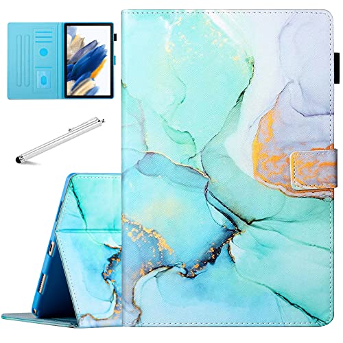 Fancity für Samsung Galaxy Tab A8 10.5 Inch 2022 Hülle, Smart Schlaf/Wach Cover mit Stifthalter Kartensteckplatz Stoßfeste Hülle für Galaxy Tab A8 Tablet [SM-X200/X205/X207], Grüner Marmor von Fancity