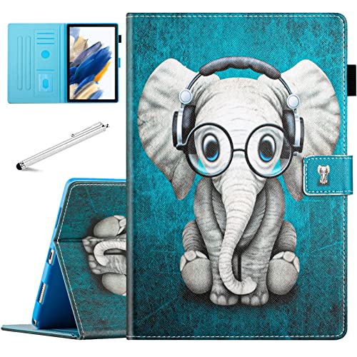 Fancity für Samsung Galaxy Tab A8 10.5 Inch 2022 Hülle, Smart Schlaf/Wach Cover mit Stifthalter Kartensteckplatz Stoßfeste Hülle für Galaxy Tab A8 Tablet [SM-X200/X205/X207], Musik Elefant von Fancity