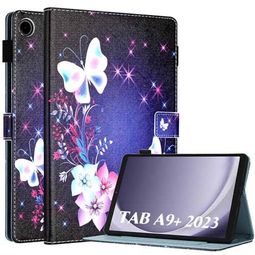Fancity für Samsung Galaxy Tab A9+ 11 Zoll 2023 Hülle, Intelligent Schlaf Wach Cover mit Ständer Stifthalter Kartensteckplatz Hülle für Galaxy Tab A9 Plus Tablet (SM-X210/X216/X218), Butterflies von Fancity