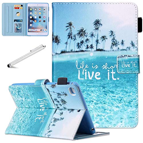 Fancity für iPad 10,2 Zoll 9./8./7. Generation Hülle (2021 2020 2019 Release), Smart Auto Schlaf/Wach Cover mit Stifthalter Kartensteckplatz Stoßfeste Hülle für neues iPad 10.2, Beach von Fancity