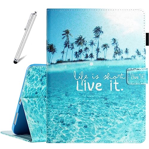 Fancity Hülle für iPad (A16) 11. Generation 11 Zoll 2025, iPad 10. Generation 10,9 Zoll 2022, Synthetisches Leder Intelligent Schlaf/Wach Schutzhülle mit Kartensteckplatz Hülle, Beach von Fancity