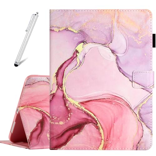 Fancity Hülle für iPad (A16) 11. Generation 11 Zoll 2025, iPad 10. Generation 10,9 Zoll 2022, Synthetisches Leder Intelligent Schlaf/Wach Schutzhülle mit Kartensteckplatz Hülle, Marble Pink von Fancity