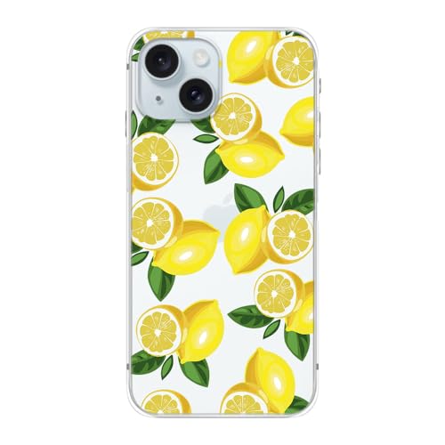 Fancy Case FancyCase Schutzhülle für iPhone 15, 15,5 cm (6,1 Zoll), tropischer Zitronen-Stil, niedliches Cartoon-Früchte-Muster, flexible TPU-Schutzhülle, transparent, Zitronen-Stil, FC-87710 von Fancy Case