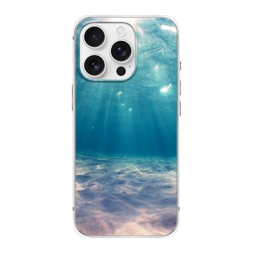 FancyCase Kompatibel mit iPhone 16 Pro Hülle (6,3 Zoll) – Cooles Ozean-Design, malerische Naturlandschaft, Strandmuster, flexible TPU-Schutzhülle (Ozeanboden) von Fancy Case