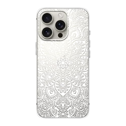 FancyCase Kompatibel mit iPhone 16 Pro Max Hülle (6,9 Zoll)-Mandala-Muster, flexible TPU-Schutzhülle, transparente Schutzhülle (Weißes Mandala) von Fancy Case