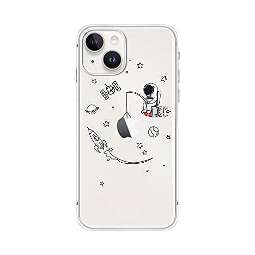 FancyCase Schutzhülle für iPhone 14 (6,1 Zoll), lustiger Astronauten-Stil, cooles Cartoon-Weltraummuster, flexibles TPU-Schutzhülle, kompatibel mit iPhone 14 (Angel-Astronaut) von Fancy Case