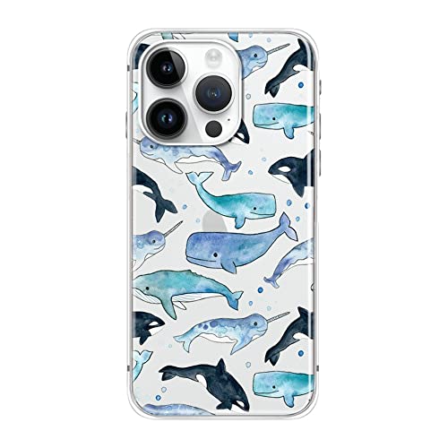 FancyCase Schutzhülle für iPhone 14 Pro Max (6.7 Zoll), niedliches Delfin-Design, cooler Wal-Stil, flexibles TPU-Schutzhülle, kompatibel mit iPhone 14 Pro Max (verschiedene Meeresleben) von Fancy Case