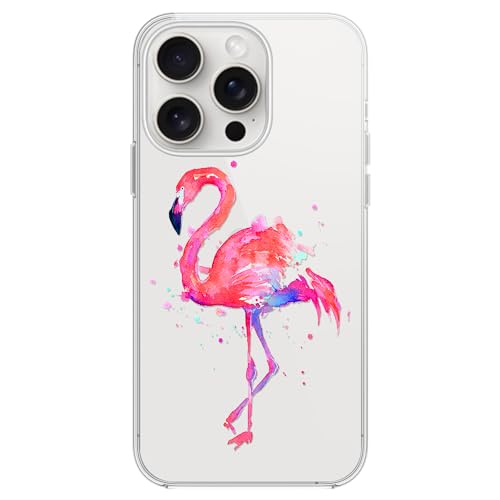 FancyCase Schutzhülle für iPhone 15 Pro (6,1 Zoll) - Frauen Mädchen Lovely Pink Flamingo Design Tiermuster Flexible TPU Schutzhülle Klar Hülle Kompatibel mit iPhone 15 Pro (Rosa Flamingo) von Fancy Case
