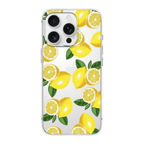 FancyCase Schutzhülle für iPhone 16 Pro, 16 cm (6,3 Zoll), tropischer Zitronen-Stil, niedliches Cartoon-Früchte-Muster, flexible TPU-Schutzhülle, transparent, Zitronen-Stil von Fancy Case