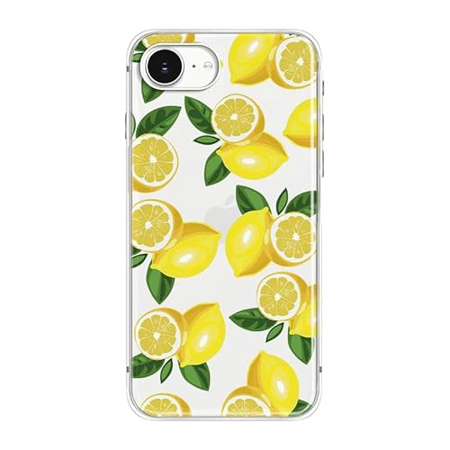 FancyCase Schutzhülle für iPhone 16e (6,1 Zoll), tropischer Zitronen-Stil, niedliches Cartoon-Früchte-Muster, flexible TPU-Schutzhülle, transparent, Zitronen-Stil von Fancy Case