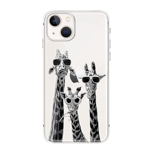 FancyCase für iPhone 13 Hülle (6,1 Zoll)-Funny Giraffe Design Cool Cartoon Tier Muster Flexible TPU Schutzhülle Klar Case Kompatibel mit iPhone 13 (Giraffe Trio) von Fancy Case