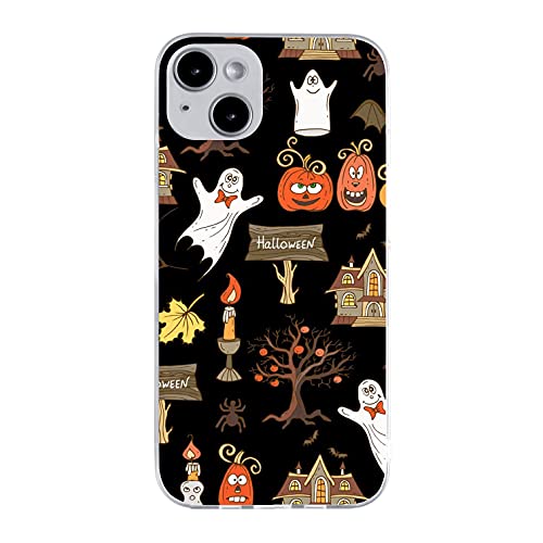 FancyCase für iPhone 14 Hülle (6,1 Zoll) - Coole Geist Stil Kürbis Design Lustige Cartoon Halloween Muster Flexible TPU Schutzhülle Kompatibel mit iPhone 14 (Halloween-Thema) von Fancy Case