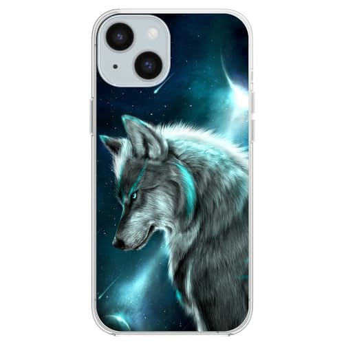FancyCase für iPhone 15 Hülle (6,1 Zoll) - Cool Wolf Stil Tier Muster Flexible TPU Schutzhülle Kompatibel mit iPhone 15 (Wolf) von Fancy Case