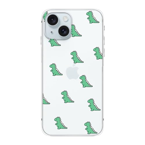 FancyCase Schutzhülle für iPhone 15, 15,5 cm (6,1 Zoll), lustiges Dinosaurier-Design, niedliches Cartoon-Tiermuster, flexible TPU-Schutzhülle, transparent, kompatibel mit iPhone 15 (Dinosaurier-Stil) von Fancy Case