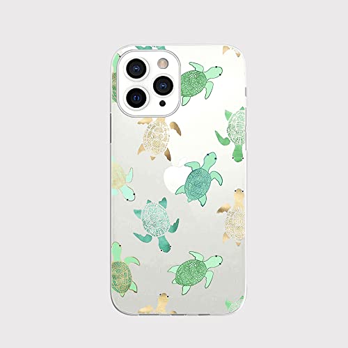 FancyCase iPhone 13 Pro Hülle (6,1 Zoll) - Cooles Schildkröten-Design Ozean Tier Strand Muster Flexible TPU Schutzhülle Kompatibel mit iPhone 13 Pro (Schildkröten-Stil) von Fancy Case