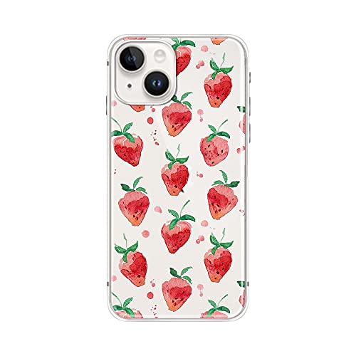 FancyCase iPhone 14 Hülle (6,1 Zoll) - Frauen Mädchen Schöne Erdbeer-Stil Niedlich Cartoon Früchte Muster Flexible TPU Schutzhülle Kompatibel mit iPhone 14 (Erdbeer-Stil) von Fancy Case
