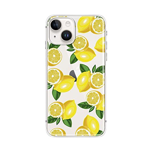 FancyCase Schutzhülle für iPhone 14, 15,5 cm (6,1 Zoll), tropischer Zitronen-Stil, niedliches Cartoon-Früchte-Muster, flexible TPU-Schutzhülle, transparent, kompatibel mit iPhone 14, Zitronen-Stil von Fancy Case