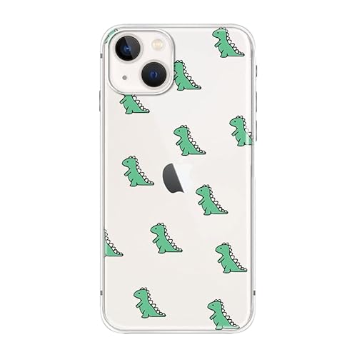 FancyCase Schutzhülle für iPhone 14 (6,1 Zoll), lustiges Dinosaurier-Design, niedliches Cartoon-Tiermuster, flexible TPU-Schutzhülle, transparent, kompatibel mit iPhone 14 (Dinosaurier-Stil) von Fancy Case