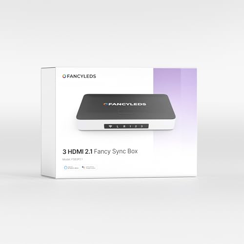 Fancy LEDs RGBW 3 HDMI 2.1 Sync Box mit 3 HDMI-Anschlüssen, 4K 120Hz, HDR und Videounterstützung (für 70-95 Zoll Fernseher) von Fancy LEDs