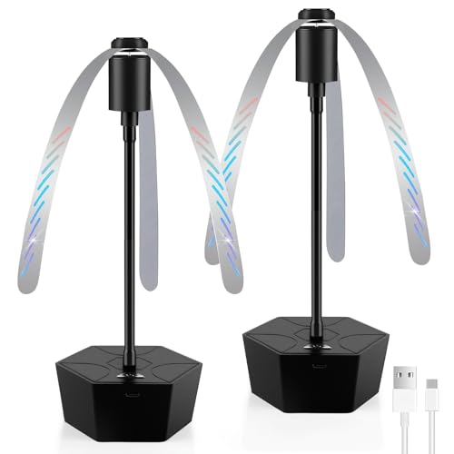 Fancysky Fliegenwedler, 2 Stück Mückenschutz, Mückenabwehr Outdoor, Aufhängbar Fliegenschutzmittel, Fly Repellent Fan mit Haken, Faltbar, Fliegenabwehr für Den Tisch(USB) von Fancysky