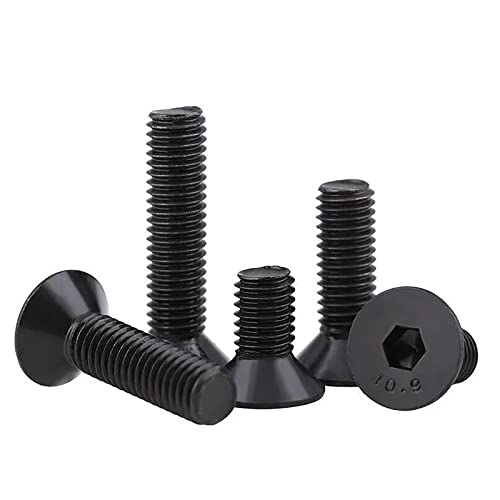 FandWay Senkkopfschraube mit Innensechskant DIN7991, M6x10/12/16/20/30mm Schwarz 10.9-klassigem Kohlenstoffstahl Senkschraube Flach-Knopf Schraube Set mit Schraubenschlüsseln.(20 Je Größe) von FandWay