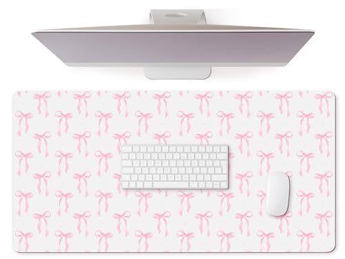 Fanfanwin Große rosa Schleifen-Mauspads, Kokette, Kawaii-Mauspad, 80 x 40 cm, weiß, adrette, trendige Computer-Schreibtischunterlage für Laptop mit rutschfester Gummiunterseite, Bürozubehör Fanfanwin Große rosa Schleifen-Mauspads, Kokette, Kawaii-Mauspad, 80 x 40 cm, weiß, adrette, trendige Computer-Schreibtischunterlage für Laptop mit rutschfester Gummiunterseite, Bürozubehör von Fanfanwin