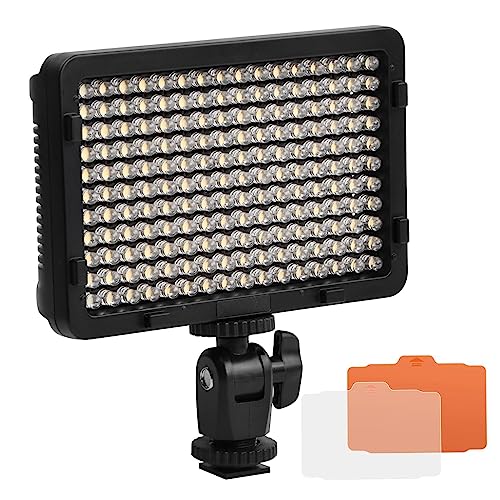 176LED Video Kamera Licht, Videoleuchte, Videobeleuchtung, 3200K/5600K mit Blitzschuh, Fotografielichter Einstellbares, Keylight Fülllicht für Fotografie, DSLR Kamera von Fangehong