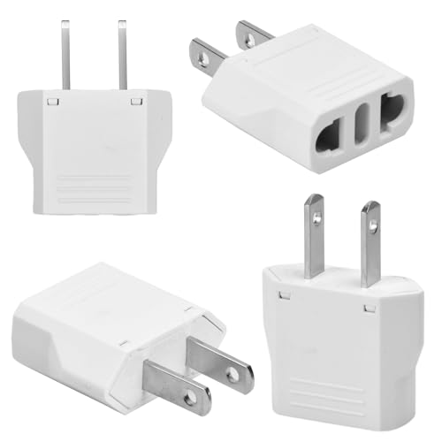 4 Stück Stecker Adapter Konverter, Reisestecker auf EU, US Adapter EU, USA Adapter Steckdose, Amerikanischer Europa Adapter, US zum 2 Pin Deutschland für Geräte mit EU USA-Netzteil (EU to US, Weiß) von Fangehong