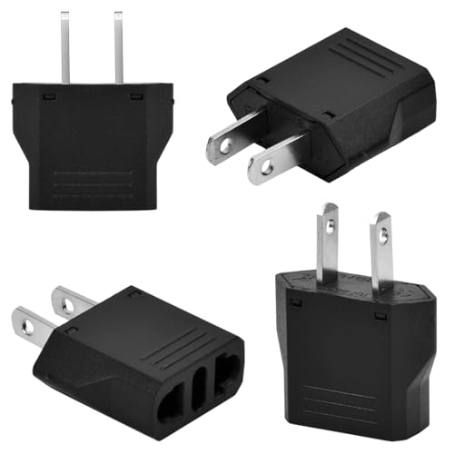 4 Stück Stecker Adapter Konverter, Reisestecker auf EU, US Adapter EU, USA Adapter Steckdose, Amerikanischer Europa Adapter, US zum 2 Pin Deutschland für Geräte mit EU USA-Netzteil (EU to US, Schwarz) von Fangehong