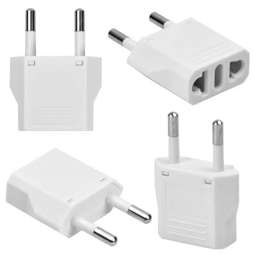 4 Stück Stecker Adapter Konverter, Reisestecker auf EU, US Adapter EU, USA Adapter Steckdose, Amerikanischer Europa Adapter, US zum 2 Pin Deutschland für Geräte mit EU USA-Netzteil (US to EU, Weiß) von Fangehong