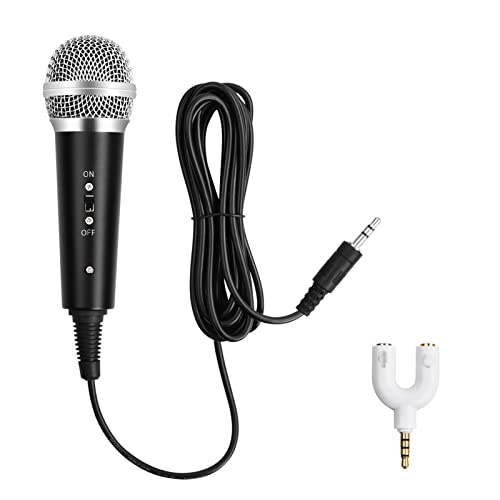 Fangehong Mini 3,5 mm Kondensator-Mikrofon, Winziges Kabelgebundenes Mikrofon, Mini Karaoke Microphone mit Nierencharakteristik, Tragbares Gesangsmikrofon für Handy, Computer, Laptop, mit 2M Kabel von Fangehong
