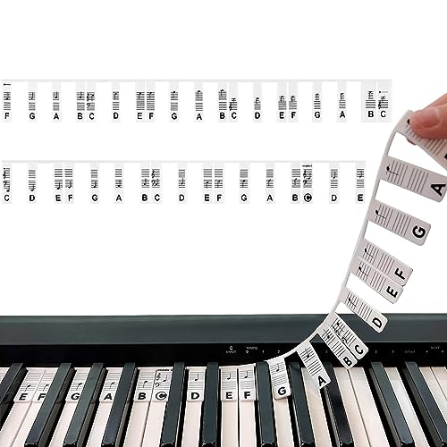 Silikon Klavier Keyboard Noten Aufkleber, Abnehmbare Klaviertastatur Notenetiketten Etiketten, Klaviertasten Aufkleber für 61/88 Tasten, Klavier Tastatur Zubehör für Anfänger Kinder (61 Key A) von Fangehong