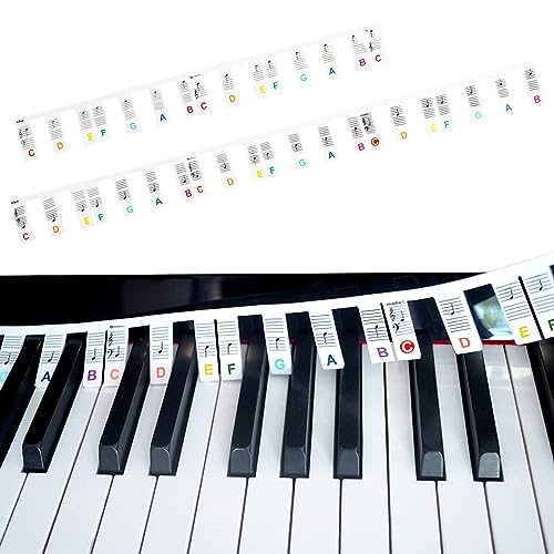 Silikon Klavier Keyboard Noten Aufkleber, Abnehmbare Klaviertastatur Notenetiketten Etiketten, Klaviertasten Aufkleber für 61/88 Tasten, Klavier Tastatur Zubehör für Anfänger Kinder (61 Key B) von Fangehong