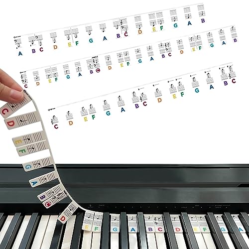 Silikon Klavier Keyboard Noten Aufkleber, Abnehmbare Klaviertastatur Notenetiketten Etiketten, Klaviertasten Aufkleber für 61/88 Tasten, Klavier Tastatur Zubehör für Anfänger Kinder (88 Key B) von Fangehong