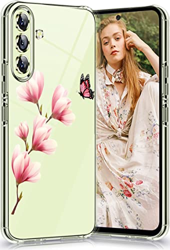 Hülle für Samsung Galaxy A54 5g Hülle Soft Silikon TPU Blumen Galaxy A54 5g Hülle Schutzhülle Dünne Weiche Schmetterlings Muster Transparent Clear Handyhülle für Samsung A54 5G Case (Blumen C) von Fangroney