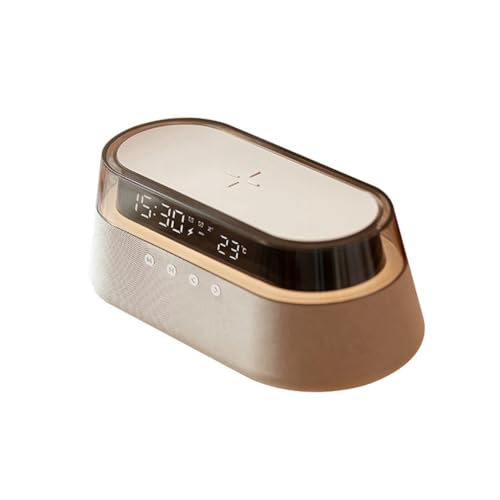 Fangxuee Kabellose Bluetooth-Lautsprecher, Kabelloses Laden, Musik-Schreibtischlampe, Digitalanzeige, Uhr, Nachtlicht, Schreibtischlampe von Fangxuee
