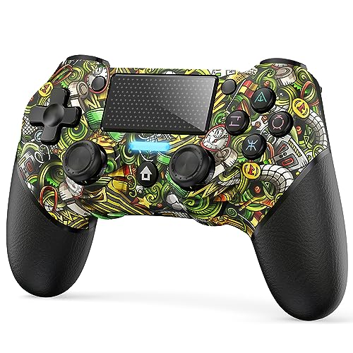 Fanlacy Wireless Controller für PS4 Kabelloses Gamepad Kompatibel mit Playstation 4/Pro/Slim/PC mit Doppel Vibrations/6-Achsen Gyro Sensor/Touchpanel/Audiofunktion/Mini-LED-Anzeige von Fanlacy