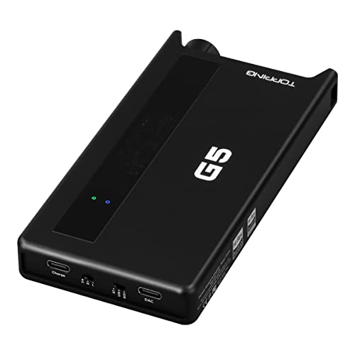 TOPPING G5 ES9068AS DAC Hi-Res Audio Portable DAC & Amp USB + BT + AUX Inputs USB Support Up to DSD512 & PCM768kHz 4.4mm & 3.5mm Headphone Output Portable Decoding Headphone Amplifier (Black) von Fanmusic