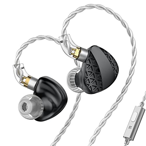 TRN MT3 Single Dynamic In-Ear-HiFi-Kopfhörer, titanbeschichtet, 10 mm, Composite-Hohlraum, dynamischer Treiber mit 2-poligem 4-adrigem versilbertem Kabel, mit Mikrofon von Fanmusic