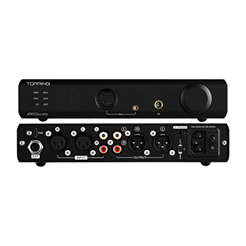 Topping A90 Discrete Fully Dirscrete Balanced Headphone Amplifier NFCA 2 Gain Settings 4Pin XLR /4.4 Balanced/6.35mm SE Output Pre-Amplifier (Schwarz) von Fanmusic