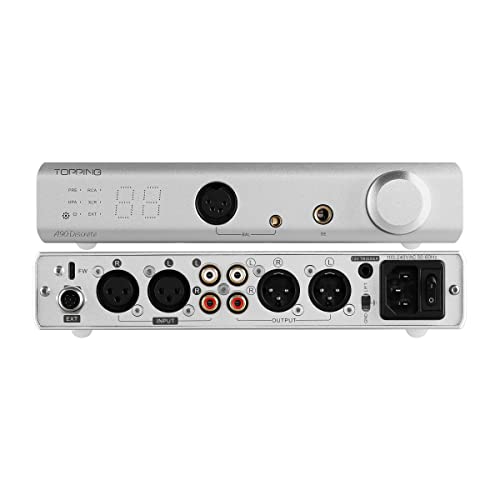 Topping A90 Discrete Fully Dirscrete Balanced Headphone Amplifier NFCA 2 Gain Settings 4Pin XLR /4.4 Balanced/6.35mm SE Output Pre-Amplifier (Silber) von Fanmusic