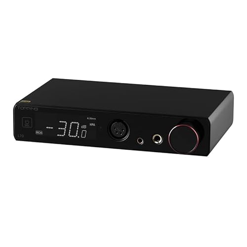Topping L70 Full Balanced NFCA Kopfhörer-Verstärker, 4-polig, XLR/4.4 symmetrisch/6,35 mm SE-Ausgang, mit Fernbedienung, Schwarz von Fanmusic