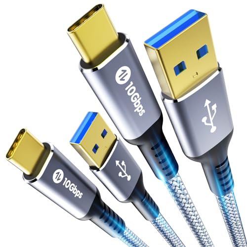 Fannoday USB A auf USB C Kabel 1m, 3.1 3.2 Gen 2, Schnell Datenkabel mit 10Gbps, Schnellladekabel 3.1A, Typ C Kabel Kompatibel mit Samsung Galaxy, SSD, Powerbank, Laptop, Android Auto, 2 Stück von Fannoday