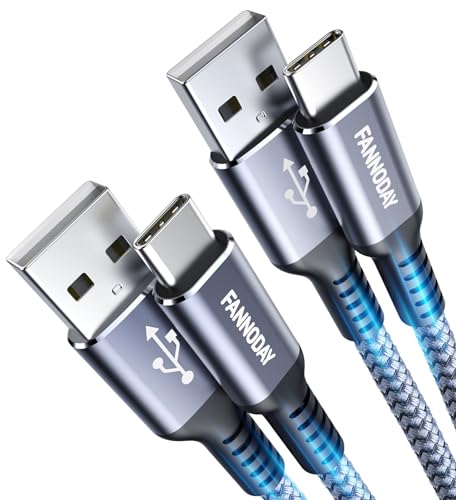 Fannoday USB C Kabel, [2Stück 0.6M] Nylon Handy Ladekabel USB C Schnellladekabel Typ C Ladekabel für Samsung Galaxy S23 S22 S21, Note 10 9 8, Huawei, Redmi von Fannoday