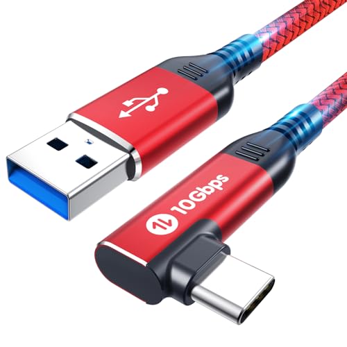 Fannoday USB C Kabel 0.5M, Winkel Android Auto USB C Kabel USB C 3.1 Gen 2 Kabel Nylon geflochtene 3A Schnellladung & 10Gbps Daten Sync Typ C Kabel kompatibel mit Galaxy S23, Pixel, Huawei, SSD von Fannoday