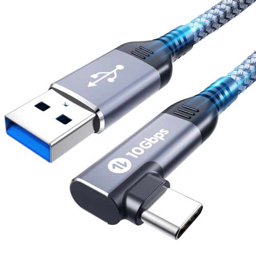 Fannoday USB C Kabel 0.5M, Winkel Android Auto USB C Kabel USB C 3.1 Gen 2 Kabel Nylon geflochtene 3A Schnellladung & 10Gbps Daten Sync Typ C Kabel kompatibel mit Galaxy S23, Pixel, Huawei, SSD von Fannoday