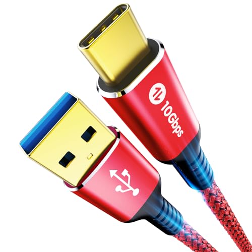 Fannoday USB C Kabel, 1M USB auf C Kabel 10Gbps Nylon Geflochtenes Schnellladekabel Typ C Ladekabel für iPhone 16/15 Serie für Galaxy S24/S23 Android Auto usw-Rot von Fannoday