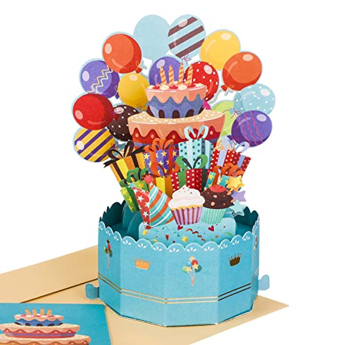 Fanshiontide 3D Geburtstagskarte, Pop Up Geburtstagskarte mit Umschlag, Ballon Happy Birthday Geburtstagskarte für Kinder, Frau, Mutter, Familie oder Freunde von Fanshiontide