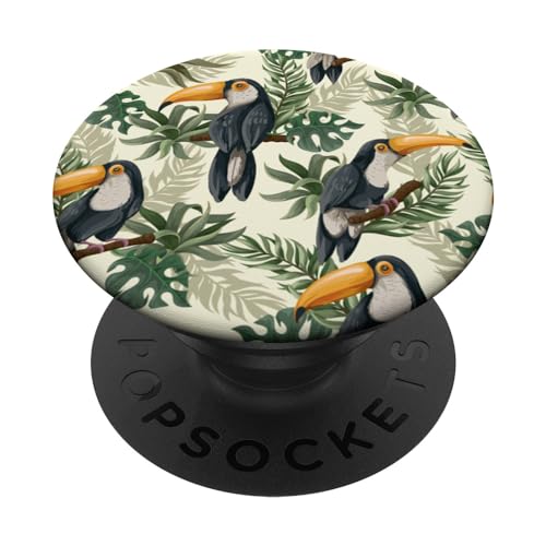 Tukan Jungle Tropical Aesthetic Seamless PopSockets mit austauschbarem PopGrip von Fantabulous Acc